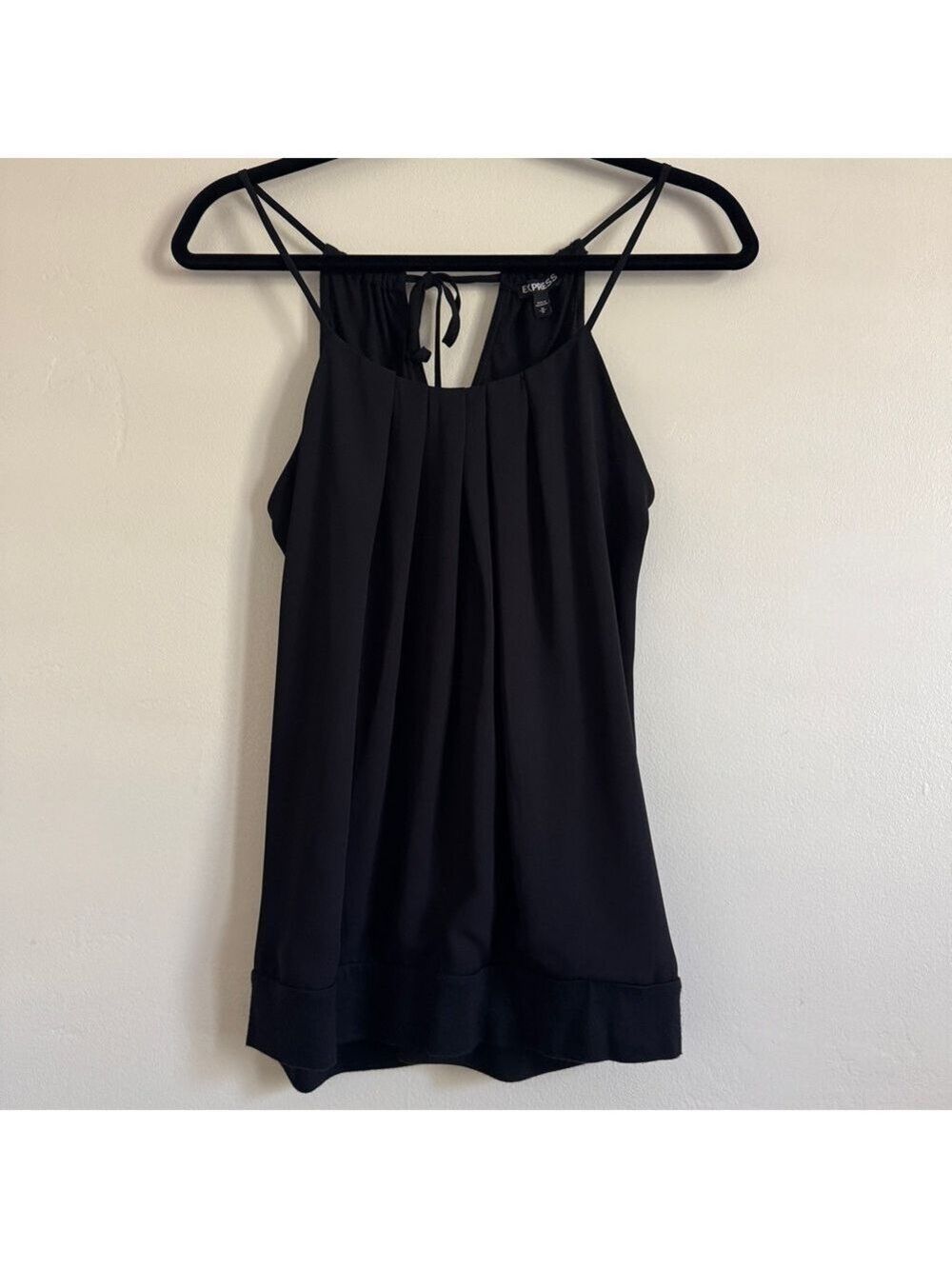 Vintage Express Black Halter Camisole Top, Size Medium